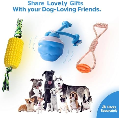 Interactive Dog Ball, 2026 Upgraded Motion Activated Automatic Rolling Ball with Remote Control, Self-Moving Pet Ball for Training Pets Toy, Free Chew Corn & Rope Toy Included