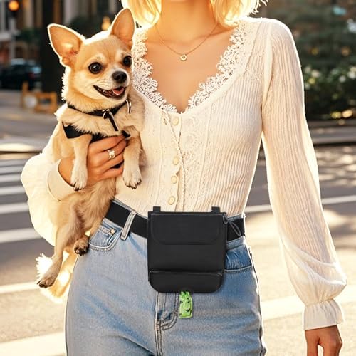 Dog Treat Pouch with 2-Cup Silicone Liner Pet Training Fanny Pack
