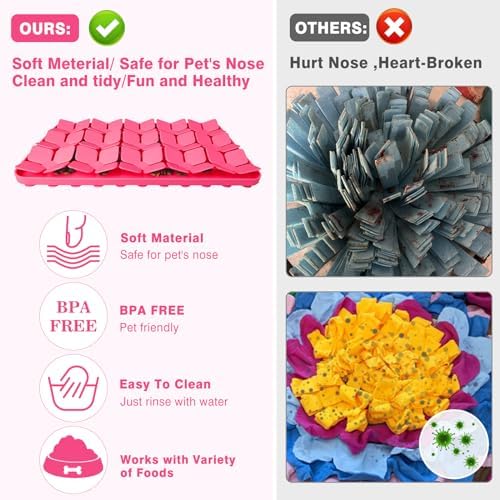 Snuffle Mat for Dogs,Premium Silicone Dog Food Mat 8“x13”Interactive Feed Game for Boredom,Encourages Natural Foraging Skills and Stress Relief for Medium Pets Smell Training Slow Feed Mat P