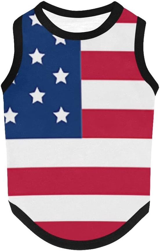 4th of July Vest for Dog American Flag Clothes Small Large Dog Apparel Pet Supplies Shirts (Large, DLR02)