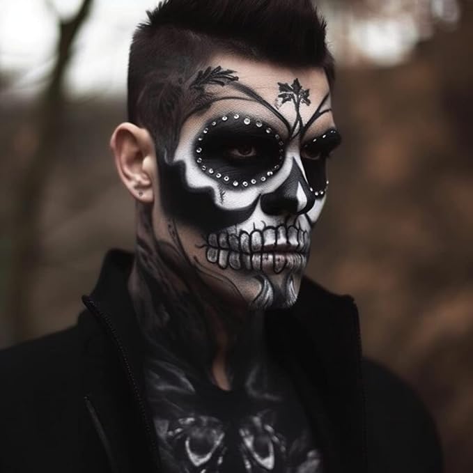 Face and Body Paint (water-based)– (30gm)Non-Toxic High-Quality Paint for Children and Adults Halloween Makeup, Costumes, Festivals (Black & White)