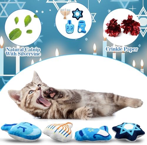 Soulchen Hanukkah Style 4 Pcs Catnip Silvervine Cat Toys Chew