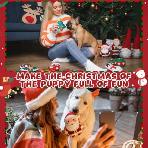 Soulchen 40 Pcs Christmas Dog Toys Set Puppy Squeaky Toys Bulk Cute Stuffed Plush Dogs Chew for Small Medium Pet with Squeakers for Fun & Teething