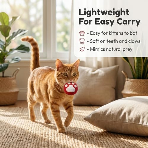 Glaciart One Catnip Wool Balls for Cats 5 Pack, Felt Cat Toys