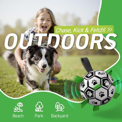 QDAN Dog Soccer Balls Toy with Bell Inside, Squeaky Ball for Large Dogs