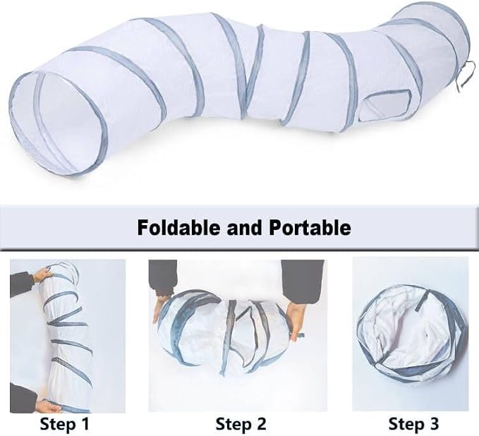 Cat Tunnel, Cat Tunnels for Indoor Cats, S-Shape Foldable Cats Cave