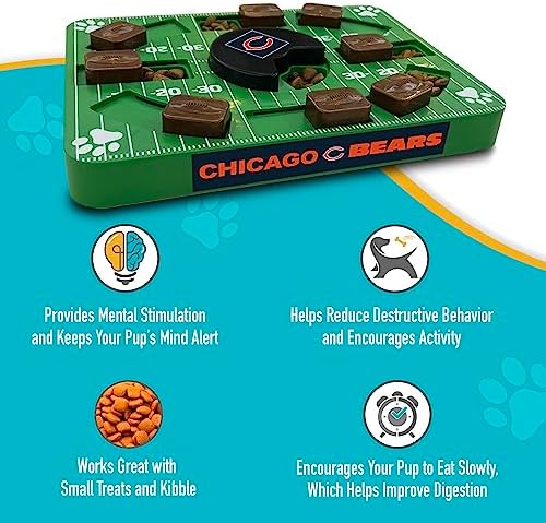 Pets First NFL Chicago Bears Puzzle Toy, Puzzle Treat Dog Toy, Interactive Dog Treat Toy, Dog Puzzle