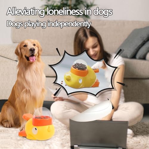 2-in-1 Interactive Dog Puzzle Toy & Slow Feeder - Duck-Shaped Treat Dispenser, Press Tail to Rotate & Release Snacks, Food-Grade ABS, Washable for Small/Medium Dogs & Cats