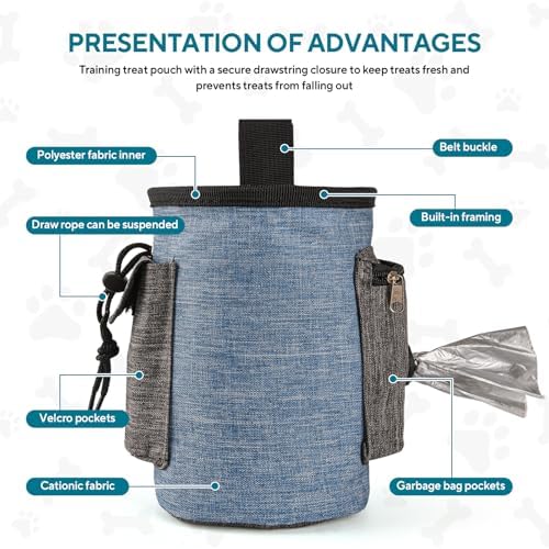 Dog Treat Pouch - 3 Ways to Wear Treat Pouches for Pet Training,treat pouches for pet training,3 Cups Animal Walking Snack Container Best Hiking Toys Pack Dispenser Carries
