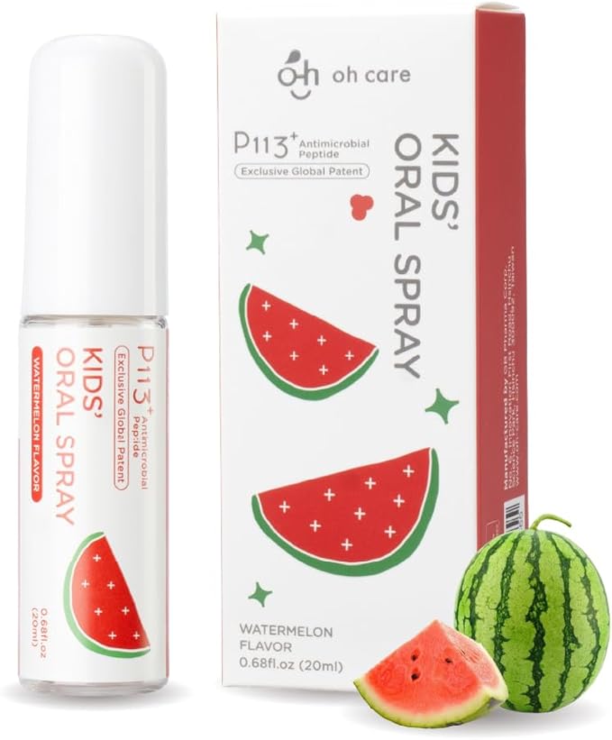 oh care Mouth Spray for Kids Toddler Toothpaste Helper Fluoride Free Baby Toothpaste Cavity Protection Oral Care with Natural P113+ Antibacterial Peptide for Newborns to Age 12 (Watermelon)