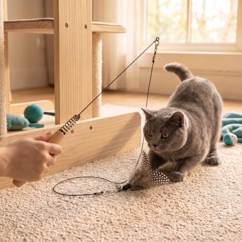 PAGOW 2pcs Replacement Strings for Cat Wand Toy, Chew-Proof Cat Toy Wire