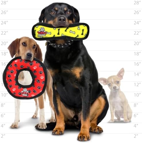 TUFFY® : 2 Pack Ring Bone Dog Toy: Ultra Durable Plush Toy with Multiple Layers & Reinforced Seams, Washable and Floats, Original Construction