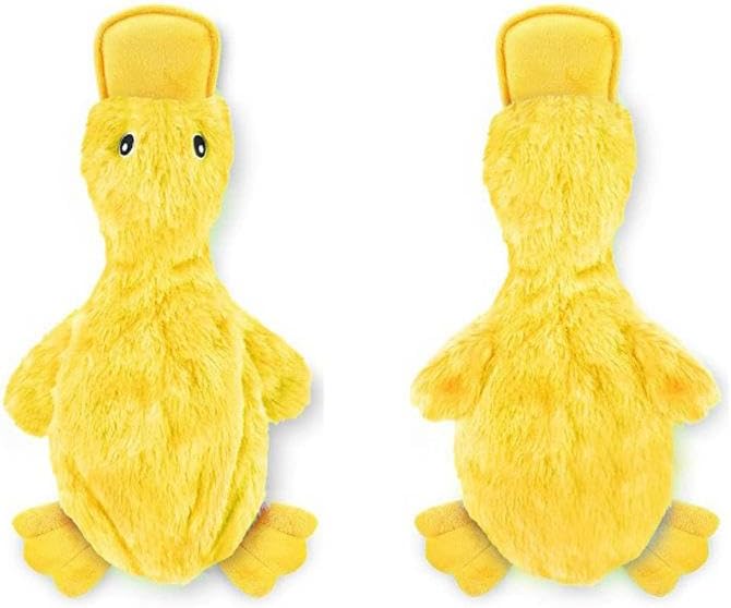 Interactive Squeaky Crinkle Duck Dog Toy – Soft Plush Toy for Puppies & Small Dogs – Perfect for Play & Fetch – Large, Yellow