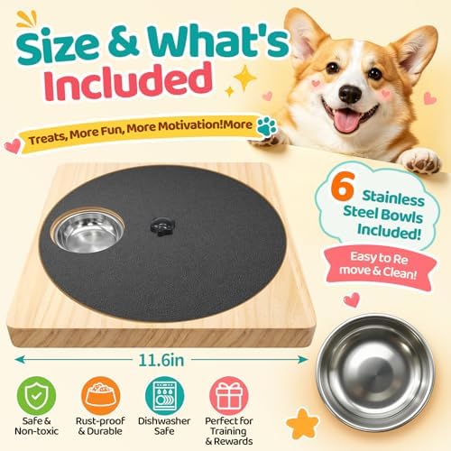 Dog Nail Scratch Board with Treat Box, 3-in-1 Wooden Pet Scratch Board for Nails, Adjustable Resistance Dog Nail File Toy for Stress-Free Grooming, Slow Feeder Puzzle Toy for Dogs