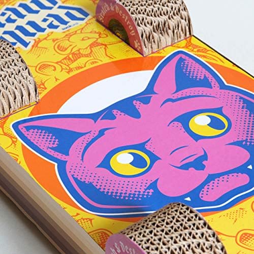 Suck UK Cat Scratcher Skateboard - Cat Scratching Board - Cardboard Cats Scratchers - Funny Gifts - Kitten Accessories & Accessories for Indoor Cats Furniture - Kitten Cardboard Scratcher