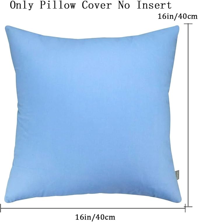 4-Pack 100% Cotton Comfortable Solid Decorative Throw Pillow Case,Thmyo Square Cushion Cover Pillowcase Sublimation Blank Pillow Covers DIY Throw Pillowcase for Sofa(16x16 inch/ 40x40cm,Sky Blue)