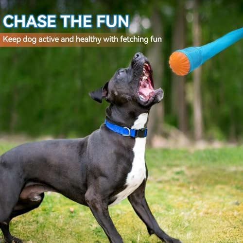 ALL FOR PAWS Fetch Dog Ball Toy with Tail, Interactive Throw & Catch Toy for Medium & Large Dogs, Rubber Ball with Squeaker for Exercise & Boredom Relief