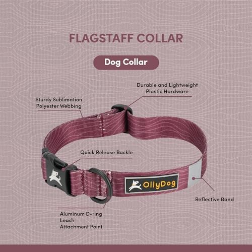 OllyDog Flagstaff Collar, Adjustable Soft Puppy Collars with Quick Release Buckle, Ideal Dog Collar for Everyday Use and Adventures (Medium, Rosewood Woodgrain)