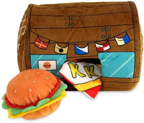 SpongeBob SquarePants Plush Dog Toys, Nesting Toy Krusty Krab Set, 3-Pack