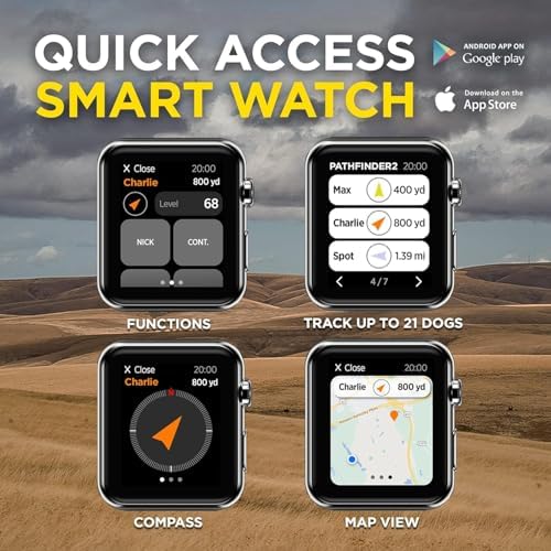 Dogtra Pathfinder 2 GPS Tracker e Collar + Add-on Receiver Black | 9 Mile, LED Light, No Monthly Fees, Free App, Waterproof, Smartwatch Control, Satellite Tracking, Multiple Dogs, Smartphone Required