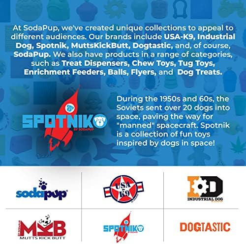 SodaPup Spotnik Space Capsule - Durable Dog Treat Dispenser & Chew Toy Made in USA from Non-Toxic, Pet Safe, Food Safe Natural Rubber for Mental Stimulation, Problem Chewing, Calming Nerves, & More
