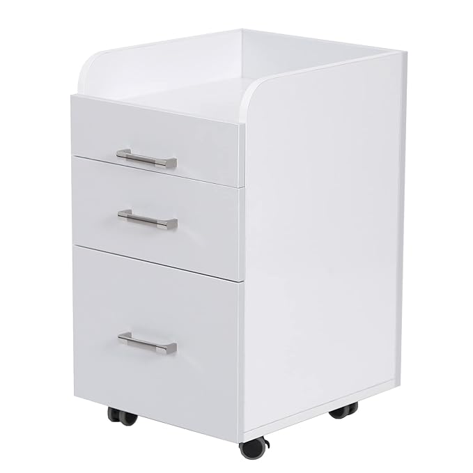 Milan Pedicure Trolley Pedi Rolling Cart Nail Salon Spa Storage Drawer, White/Ash Grey