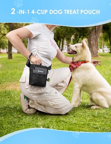 Gobeigo 4 Cup Dog Treat Pouch with Silicone Insert Bag& Clicker(Gray)