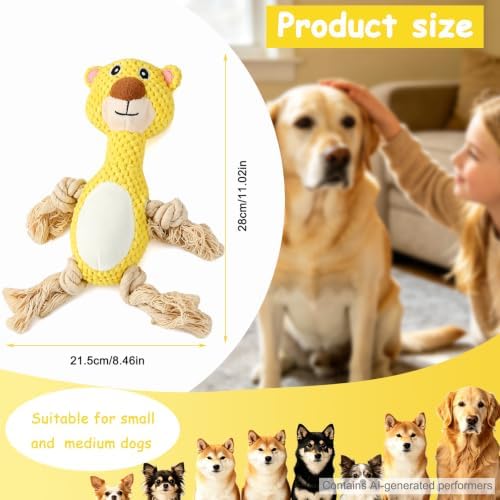 Plush Squeaky Chew Toy for Small Medium Large Dog,(Yellow Bear)