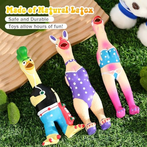 Silipull 3 Pcs Squeaky Rubber Chicken Dog Toys Latex Chew Toys, Funny