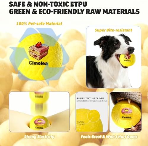 Dog Balls Tennis Balls for Dogs, Interactive Dog Toys for Aggressive Chewers, Dog Toy to Keep Them Busy, Puppy Chew Toys for Teething, Durable Dog Ball for Medium Small (Dessert-2.6")