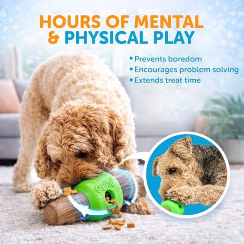 GURU Large Spin & Treat Stick Toy- Interactive Dog Toy with Spinning Treat Dispenser- Durable Dog Stick Toy with Bacon-Flavored Ends for Safe Chewing & Dental Fun-Dog Treat Toys Keep Dogs Busy & Happy