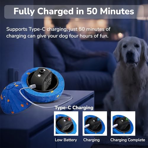 Smart 2-Mode Automatic Rolling Bouncing Dog Toy - Small, Medium, Large Giant Dogs - IPX7 Waterproof Chew-Resistant E-TPU - USB-C Fast Charging - Boredom & Anxiety Relief