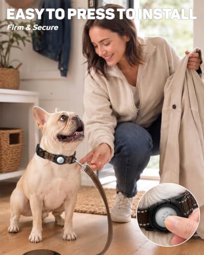 Padded Dog Collar with Waterproof Holder Compatible with Airtag