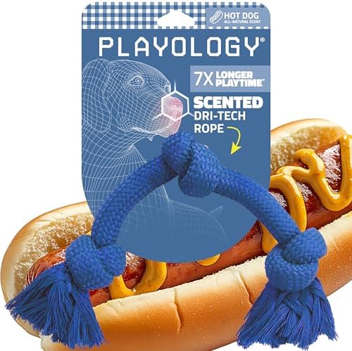 Playology Tug Rope Dog Toys for Large Breed Dogs - Jumbo, Hot Dog Scent