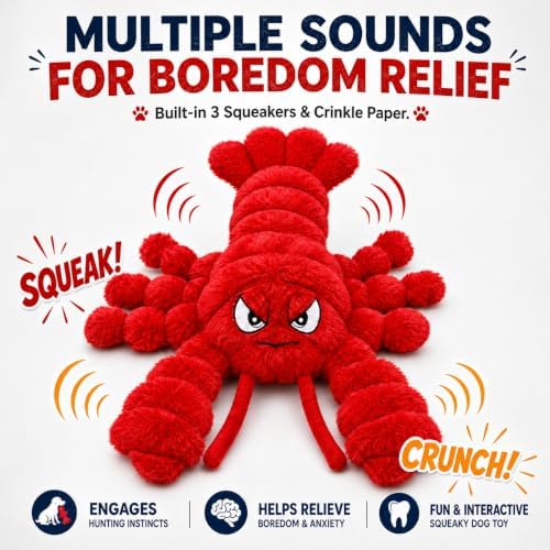 Dog Toys for Small Medium Dogs - Squeaky Plush Puppy Chew Toys with 3 Squeakers and Crinkle Paper, Interactive Pet Toys for Boredom Relief