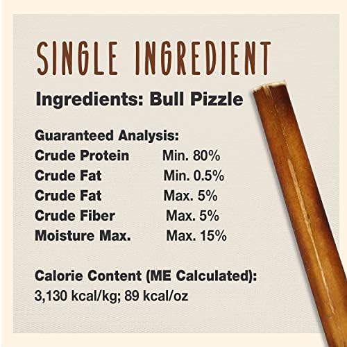 Cadet Bully Sticks for Small Dogs – All-Natural Beef Pizzle, High Protein, Low Fat, Long-Lasting, Grain & Rawhide-Free Dog Chews for Aggressive Chewers, Small (50 Count)