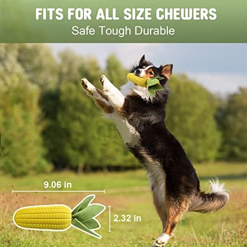 Dog Toys for Aggressive Chewers, Indestructible Tough Squeaky Corn Chew Toy for Large Medium Small Breed, Interactive Dog Toys to Keep Them Busy