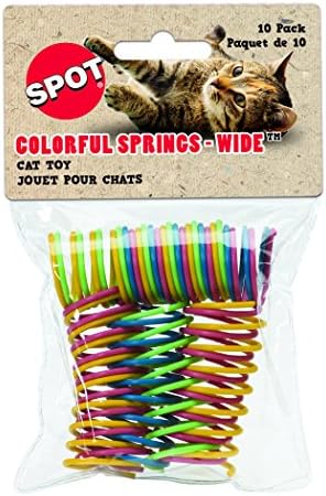 SPOT Colorful Cat Spring Toys – 2" Bouncy Coils for Indoor Cats & Kittens to Swat, Chase, Bite – Interactive Enrichment Toys, Safe Plastic, 10-Pack, Multi-Color
