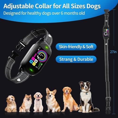Dog Barking Collar, Barking Collar for Small Medium Large Dogs, Smart AI Dual Identification Anti-Barking Collar, Rechargeable Automatic Stop Dog Barking Collar with 3 Adjustable Shock Modes