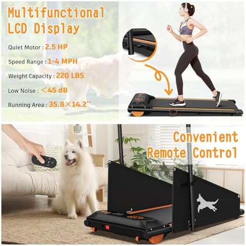 Dog Treadmill for Small/Medium Pets - Quiet Smart Pacer Treadmill, Indoor Fitness Machine with LED Display, 220LBS Capacity, Foldable Design & 0.5-6.5mph Speed
