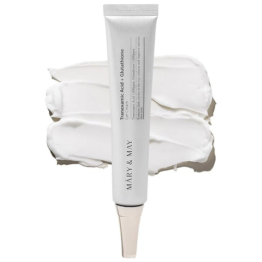 Mary&May Tranexamic Acid + Glutathione Eye Cream (30ml) - Korean Skincare for Dark Circles & Uneven tone - Fragrance-Free Under Eye Cream for Dark Spots & Hyperpigmentation 1.01oz.