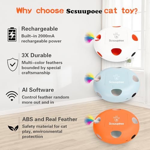 Cat Toys, Rechargeable Interactive Cat Toy, Orange