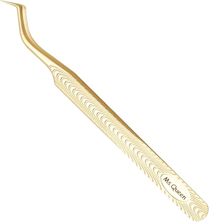 Ms.Queen Lash Tweezers for Eyelash Extension-Professional Lashing Tweezers for Mega Volume Mink Eyelashes Extensions Applying,S-Curved