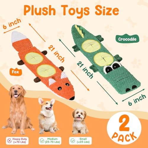 2-Pack Aggressive Chewer Toy, Squeaker & Puzzle, No Stuffing