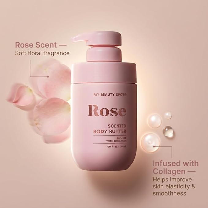 My Beauty Spot Scented Body Lotion for Women - Rose Scented Body Butter, Natural Lotion for Women to Smell Good, Skin Moisturizer Infused with Collagen - Extra Large 510 ml.