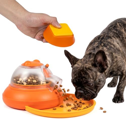 Dog Puzzle Feeder Toy, Slow Feeder Dog Bowls, Interactive IQ Training | Automatic Treat Dispenser, Interactive Dog Toys, 260 ml Capacity with Remote Control, Rechargeable Pet Food Feeder for Dog