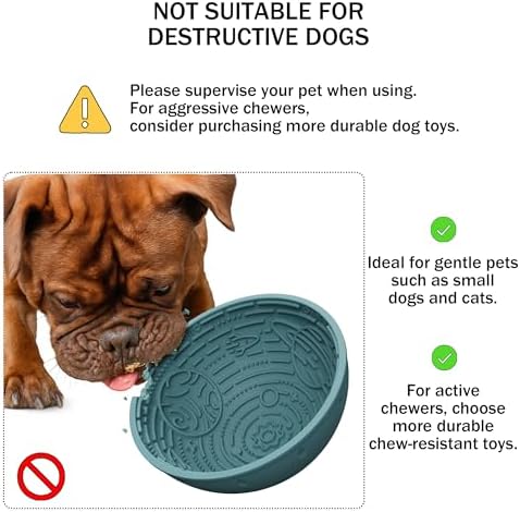 OHMO Slow Feeder Bowl & Lick Mat for Dogs, Galaxy Design, 6.3", Light Blue