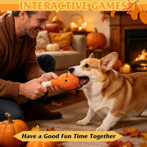 PUPTECK Thanksgiving Dog Squeaky Chew Toys 3 Pack