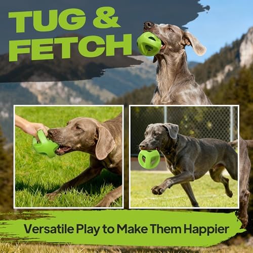 Fida Natural Rubber Dog Balls for Aggressive Chewers, Durable Dog Chew Toys for Large Dogs, Interactive Fetch & Tug of War Toys for Medium Large Breed Non-Toxic Dish Washable,4.5 * 4.5"