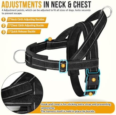 Lukovee No Pull Dog Harness and Leash Set, Soft Padded for Large Medium Dog